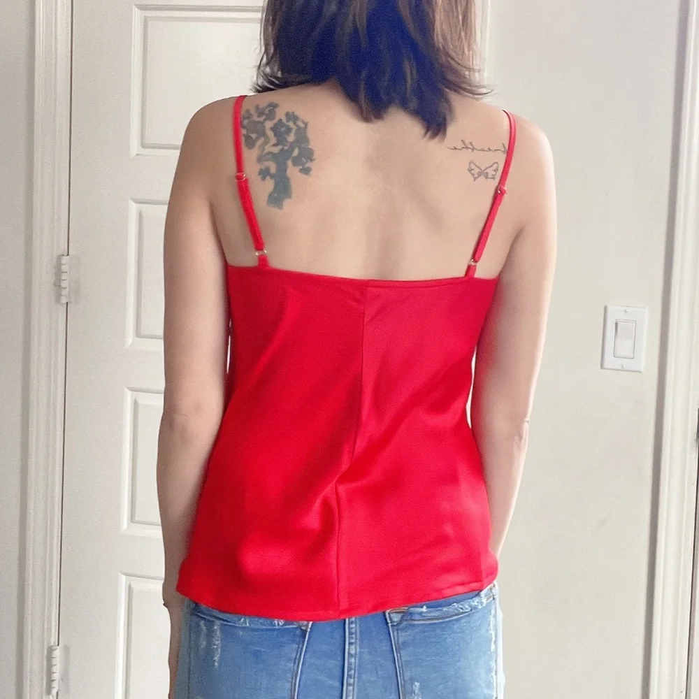 071 Luxe Satin Drapey Adjustable Strap Cami Top - Picture 8 of 12